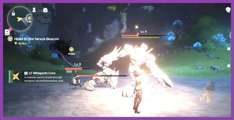 Intense combat action in Wuthering Waves using a gamepad