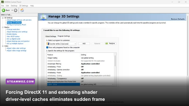 Nvidia Control Panel settings customized specifically for Tower of Fantasy executable