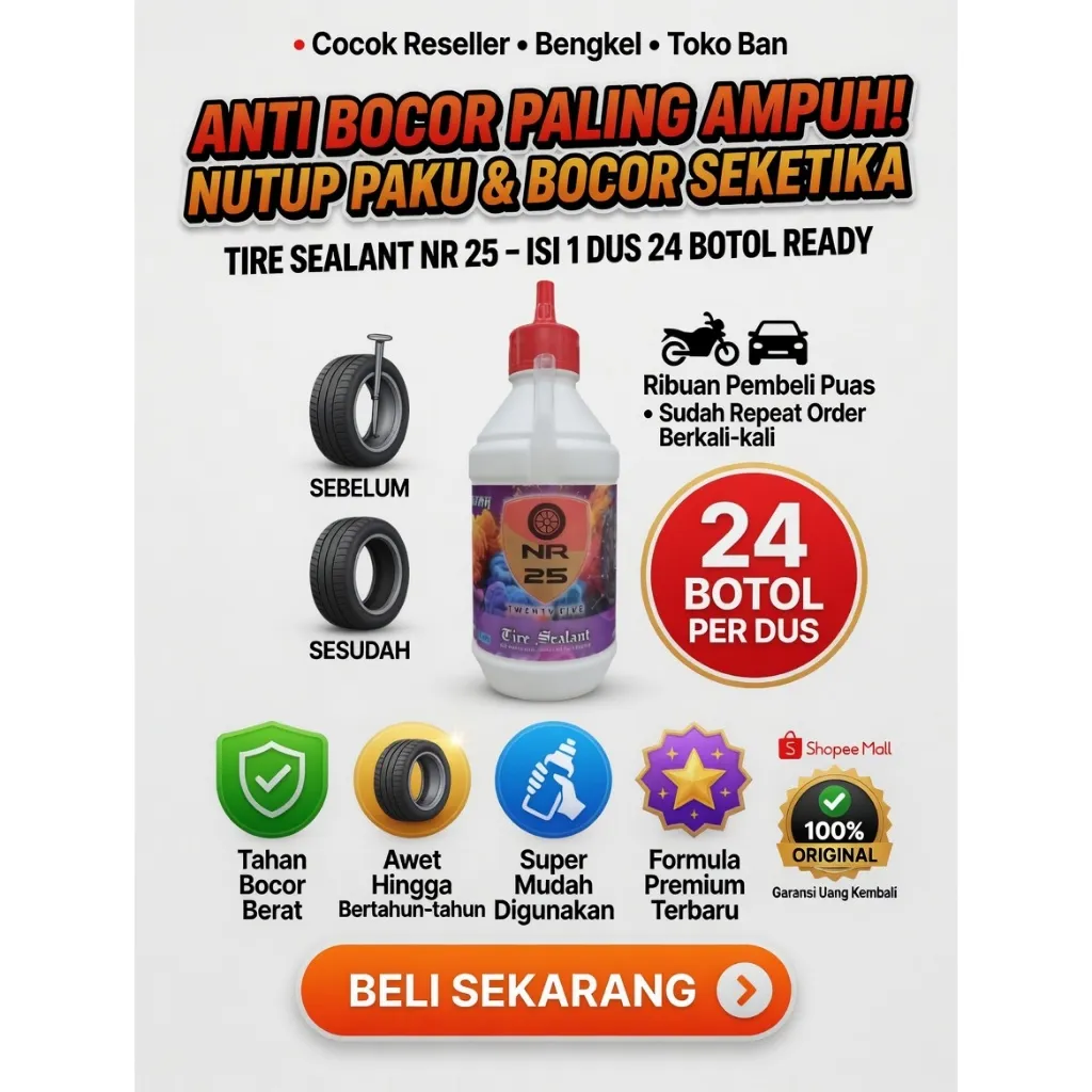 NR 25 Cairan Ban Tubeless Tubles 350ml Anti Paku Bocor Motor & Mobil