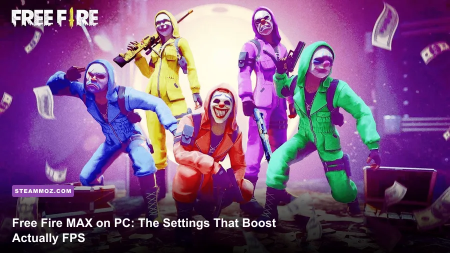 Free Fire MAX running on PC during a Bermuda battle royale match