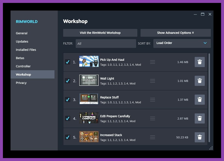 Subscribing to a mod on Steam Workshop page