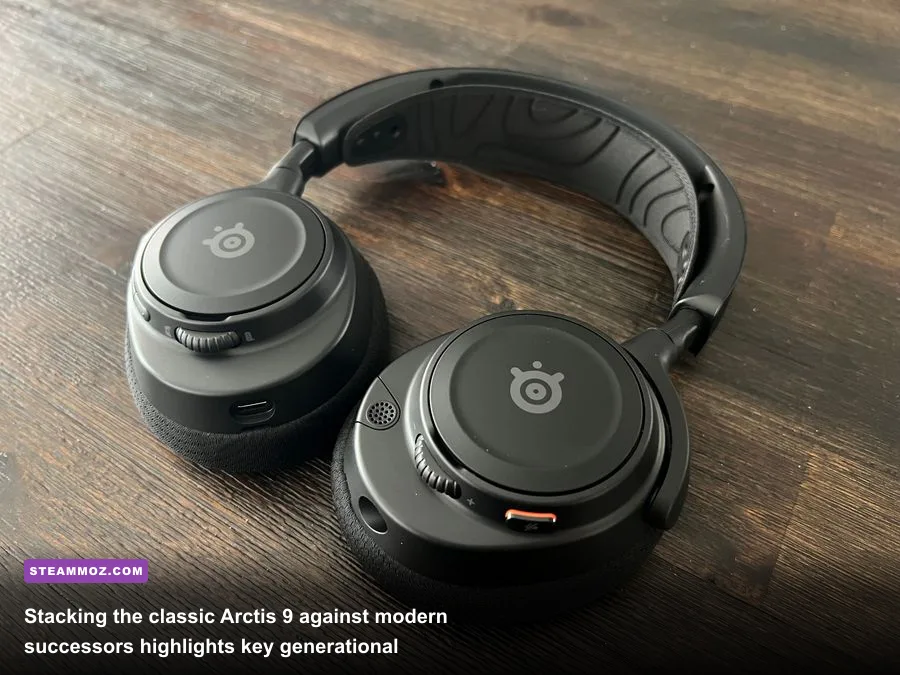 Side-by-side comparison of the newer Arctis Nova 7 and the legacy Arctis 9