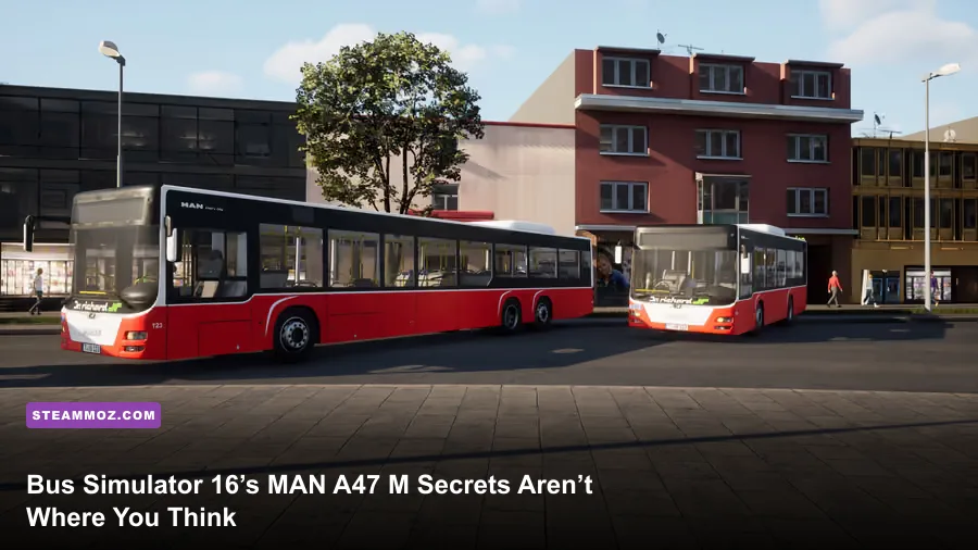 MAN Lion's City A47 M driving through a Bus Simulator 16 city route