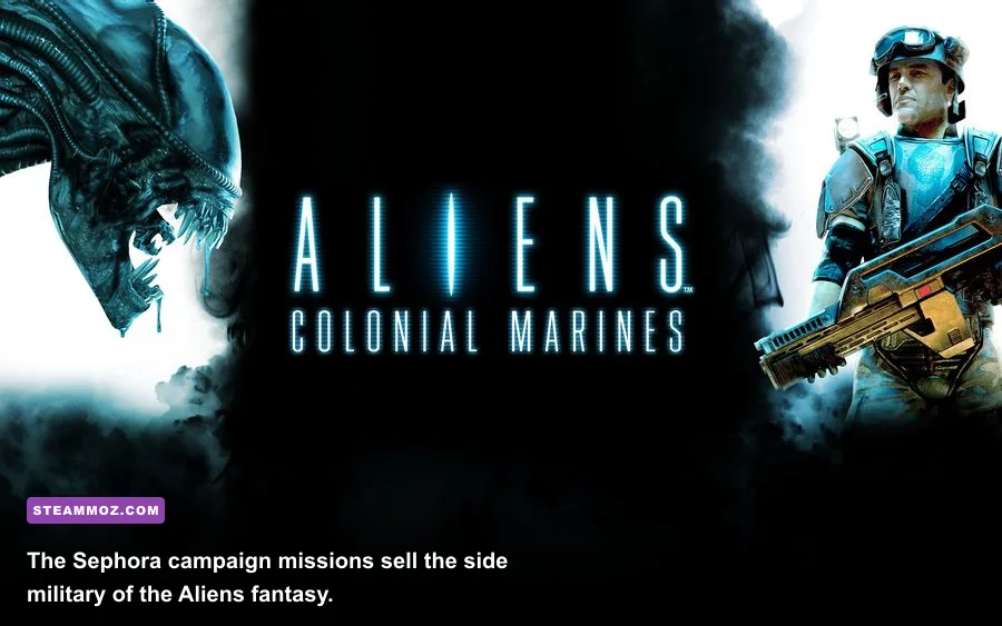 Colonial Marines fighting through the Sephora in Aliens Colonial Marines