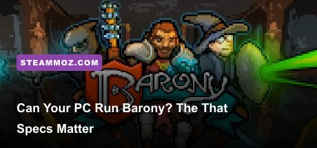 Barony first-person dungeon gameplay with monsters and pixel-art corridors