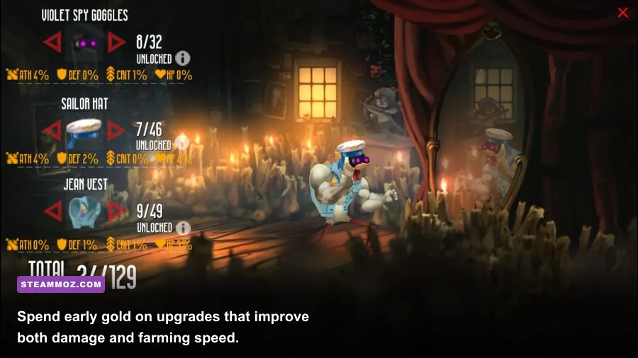 Chicken Assassin Reloaded weapon and skill upgrade menu
