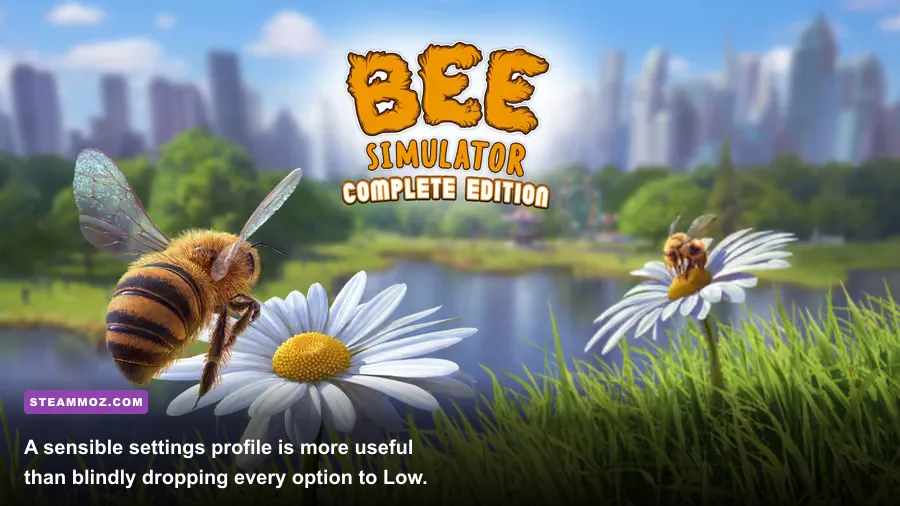 Bee Simulator PC graphics settings menu with resolution and quality options