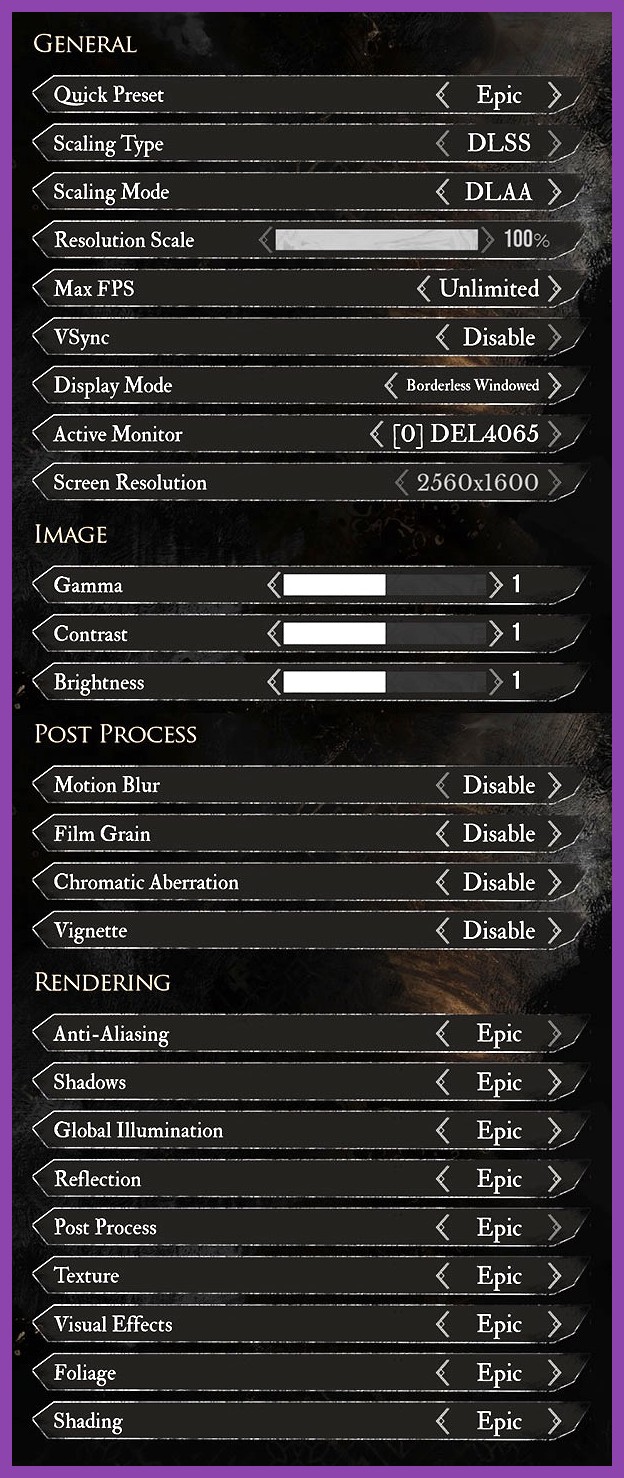 In-game display and visual settings menu for Clair Obscur Expedition 33 on PC