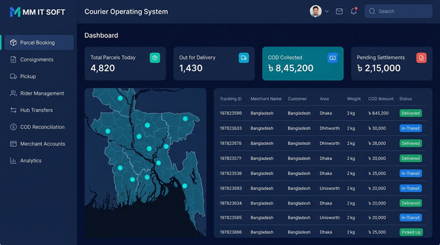 Courier Management Software in Bangladesh - MM IT SOFT LTD Operations Dashboard