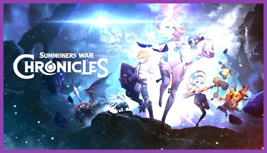 Summoners War Chronicles official cover art featuring heroes and monsters