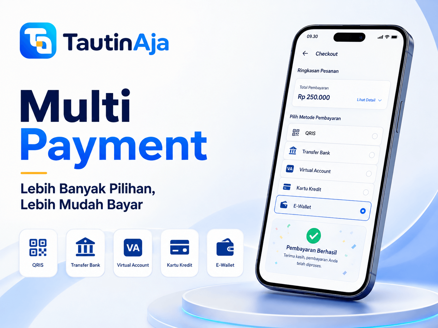 Fitur Multi Payment TautinAja dengan berbagai pilihan metode pembayaran