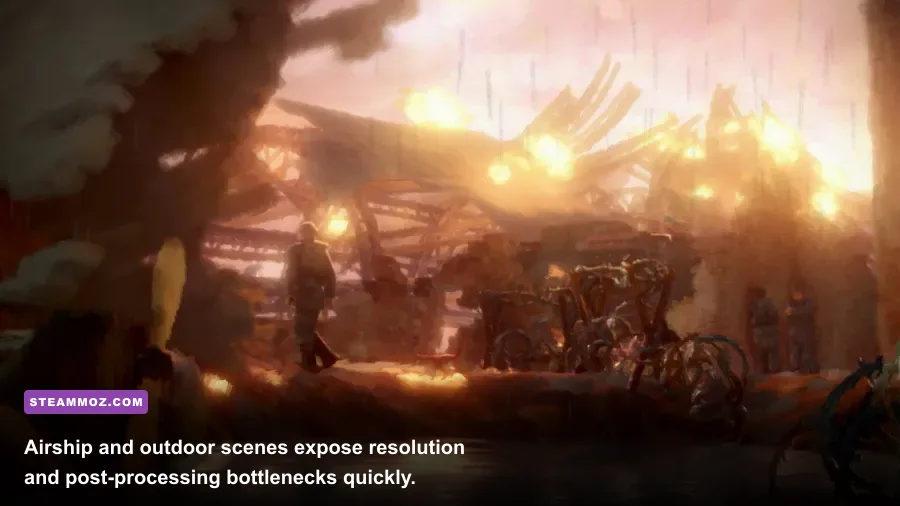 11-11 Memories Retold airship sequence with atmospheric lighting