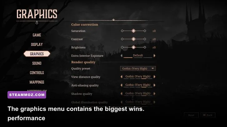 For The King II PC graphics settings menu showing resolution, shadows, and anti-aliasing options