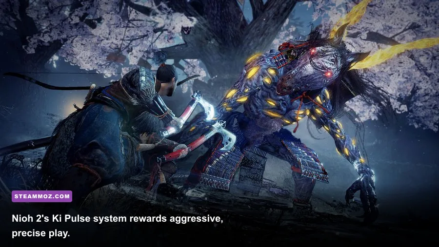 Nioh 2 samurai fighting a giant Yokai boss
