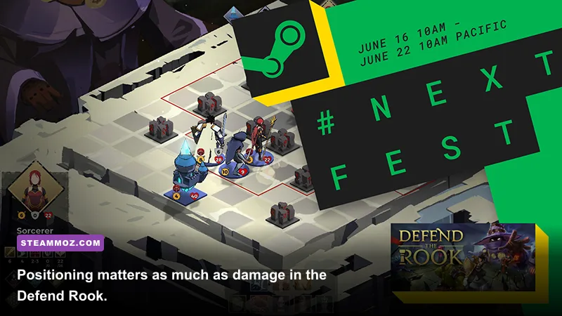 Defend the Rook tactical grid showing towers, heroes, and incoming enemies