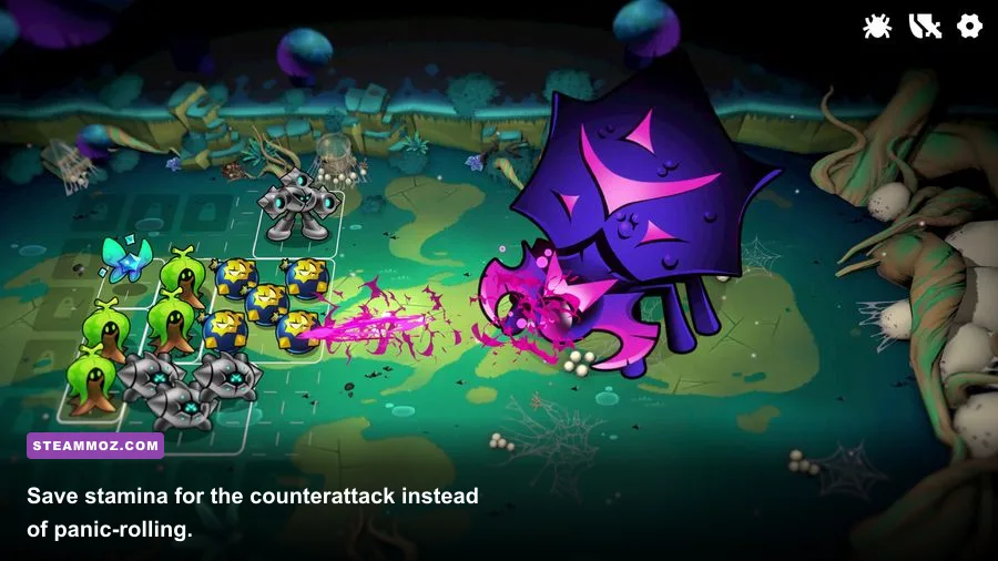 Knightica beginner fighting an early game boss in an arena