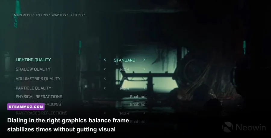 In-game graphics settings menu in The Callisto Protocol on Steam PC