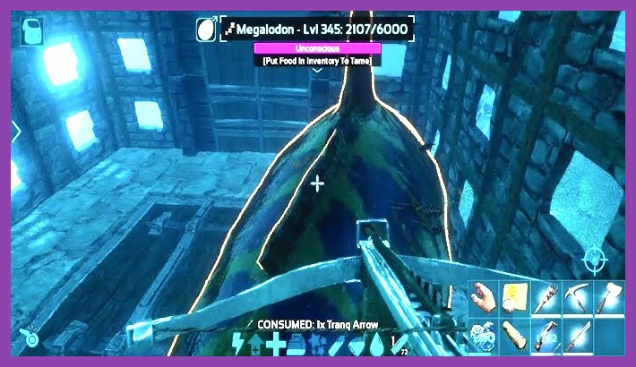 Simple wooden doorframe taming trap built in ARK Survival Evolved