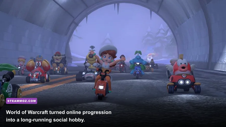 World of Warcraft raid group fighting a boss in a modern Azeroth raid