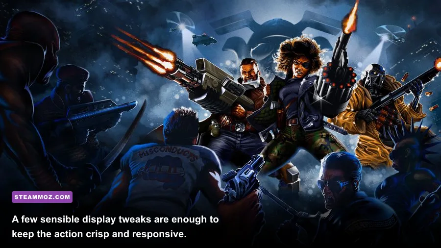 Huntdown PC graphics settings and display options menu