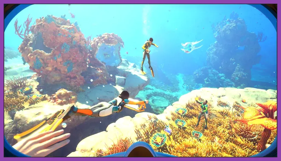 Player using tools underwater in Subnautica 2 starting area