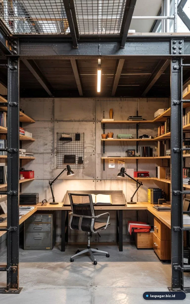 7 inspirasi desain mezanin besi industrial rumah minimalis untuk studio