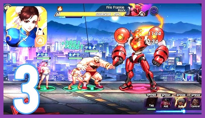 In‑game screenshot of a combo attack in Street Fighter Duel