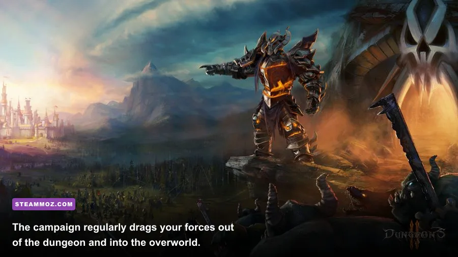 Dungeons 2 overworld battle with orcs goblins and evil minions