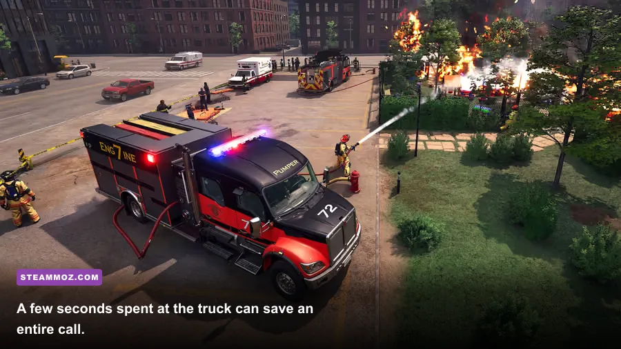 Firefighting Simulator Ignite fire truck equipment and hose compartment