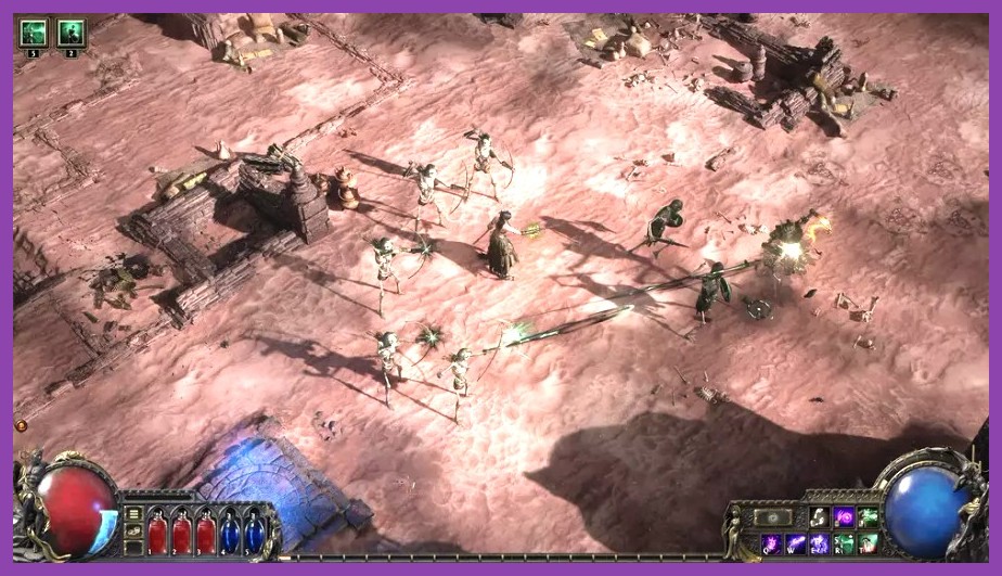 Witch leading a massive horde of undead minions in Path of Exile 2