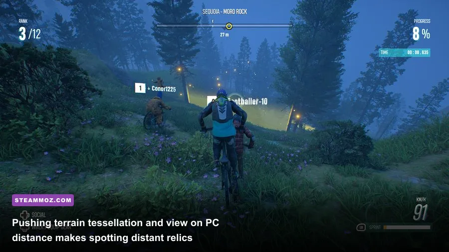 Expansive panoramic view highlighting long-range draw distance and terrain detail in Riders Republic on PC