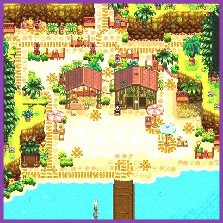 Stardew Valley Ginger Island resort landscape and water details