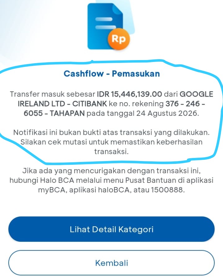 Bukti Transfer AdSense 2
