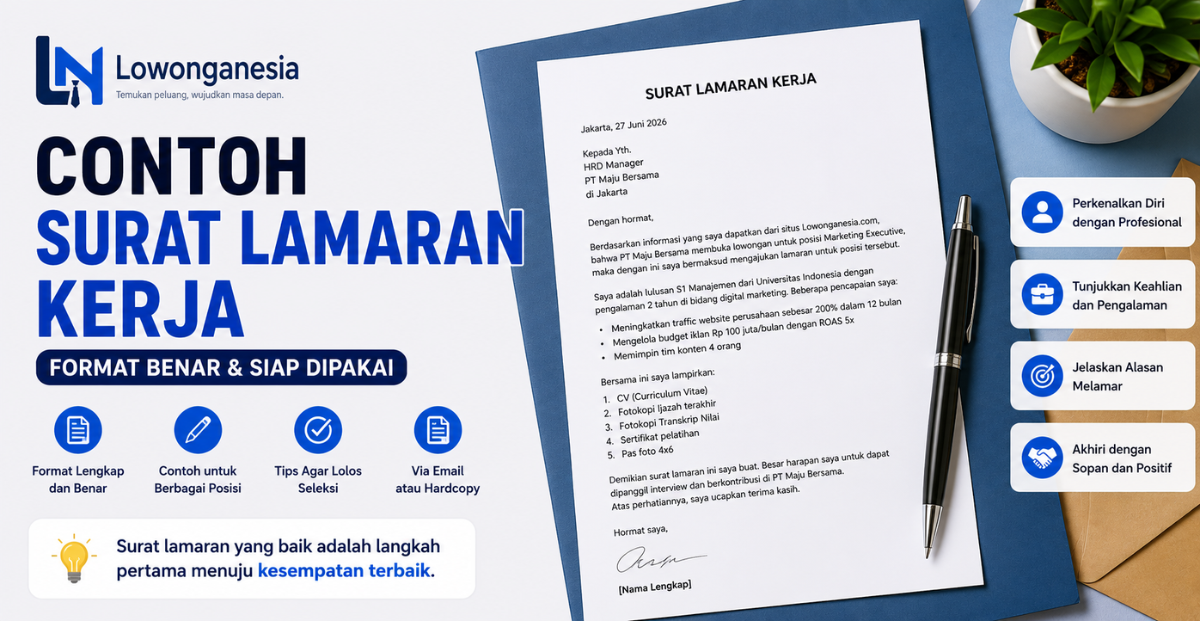 Contoh Surat Lamaran Kerja yang Benar [2026] + Template Gratis