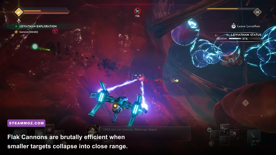 EVERSPACE 2 Flak Cannon destroying fighters during Titans combat