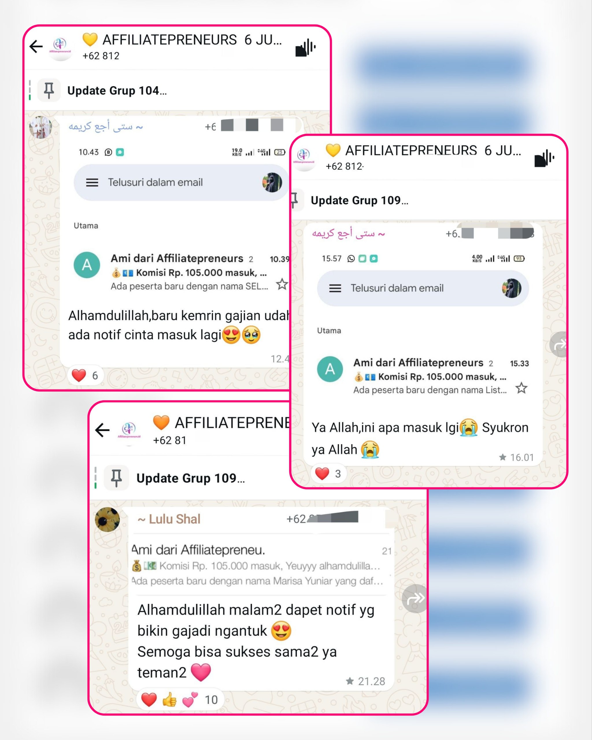 Screenshot Testimoni atau Komisi