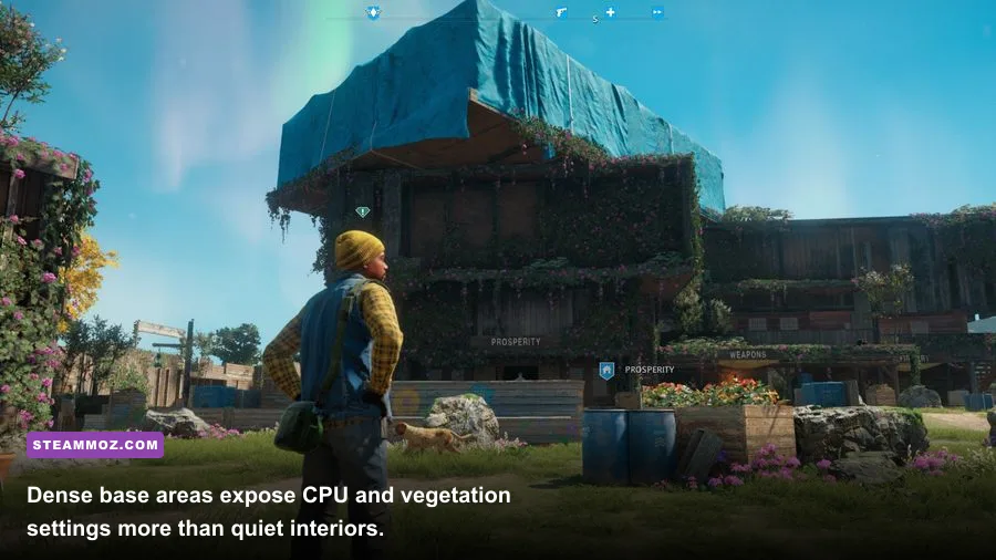 Far Cry New Dawn Prosperity home base gameplay scene