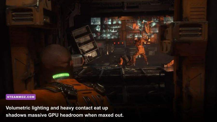 Volumetric lighting and atmospheric fog effects in The Callisto Protocol PC