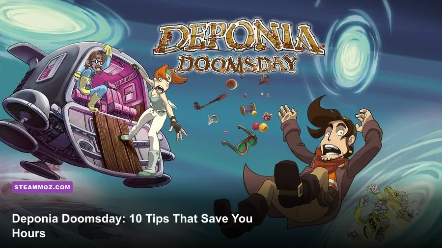Rufus standing in the colorful wasteland in Deponia Doomsday