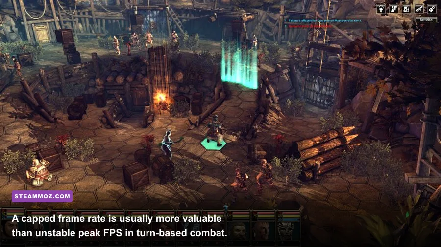 Blackguards 2 campaign mission showing the party in a detailed tactical environment