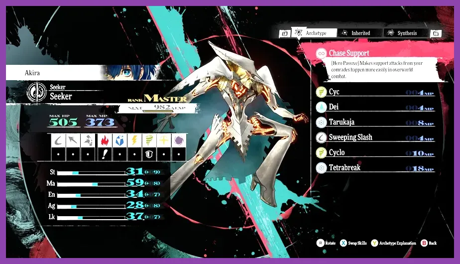 Archetype progression tree and character leveling menu in Metaphor ReFantazio