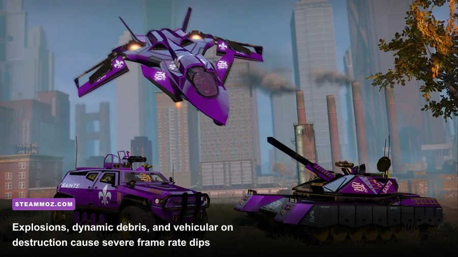 High-speed vehicle shootout against Marshall forces in Saints Row