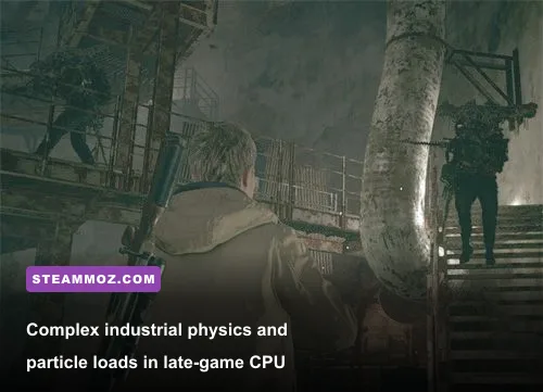 Ethan fighting mechanical Soldat enemies in Heisenberg's factory