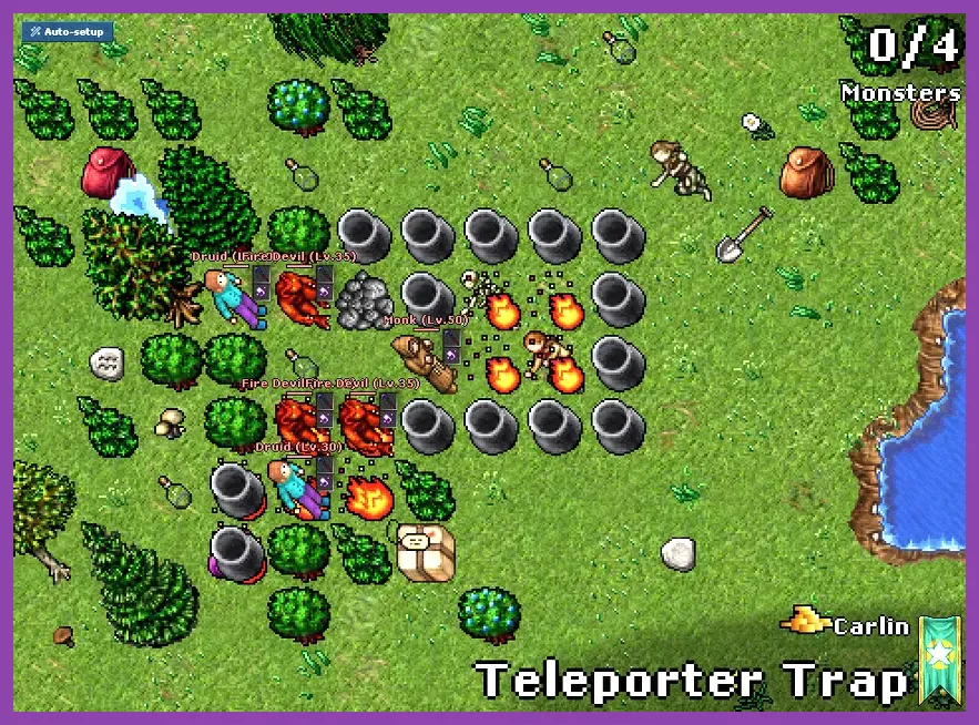 Terraria Mobile multiplayer PvP arena with platforms and teleporters