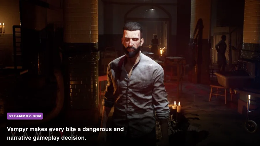 Jonathan Reid exploring plague-ravaged London in Vampyr