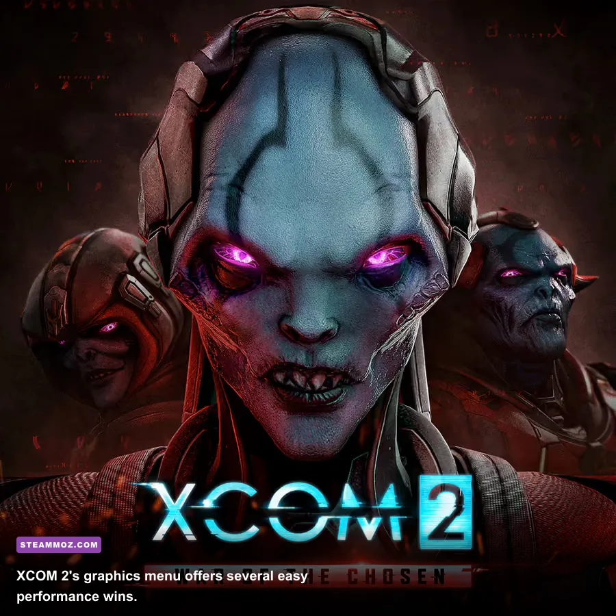 XCOM 2 PC graphics settings menu showing resolution and anti-aliasing options