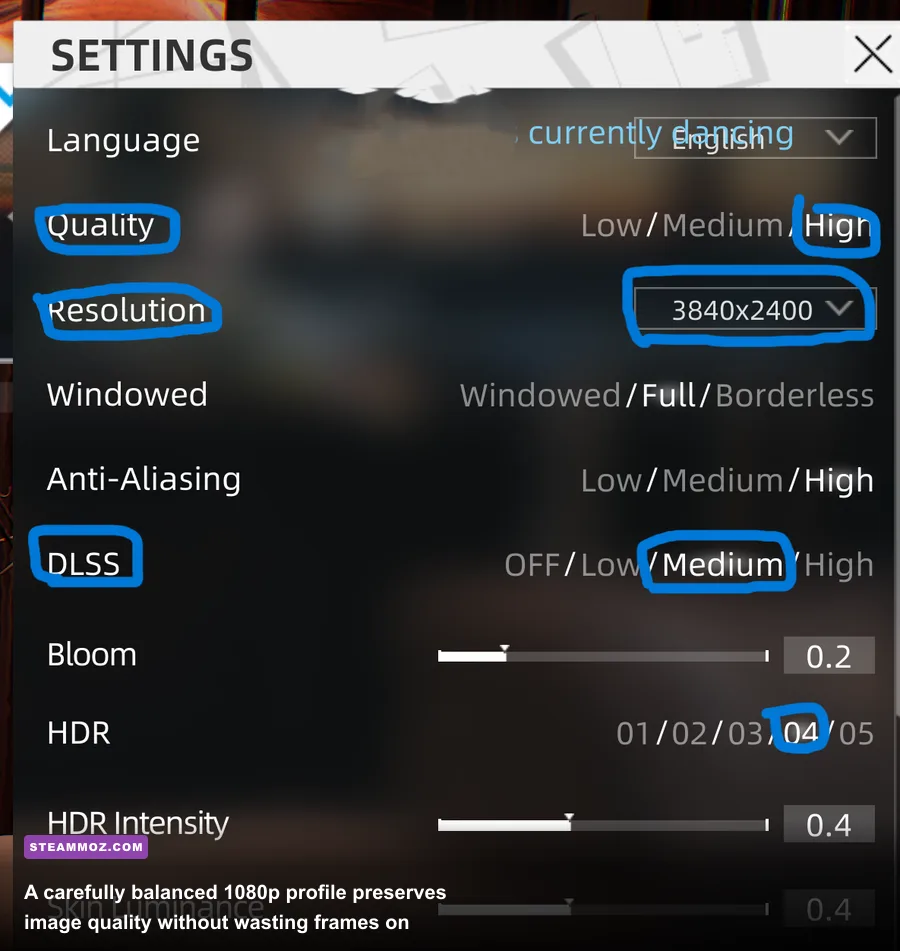 A sharp 1080p game image produced with optimized RTX 3060 settings