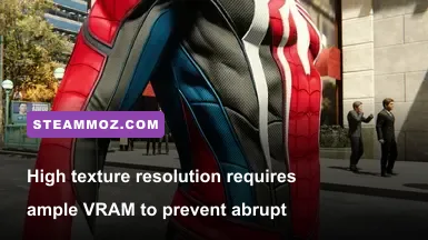 Close-up of the Advanced Suit fabric textures in Spider-Man Remastered PC