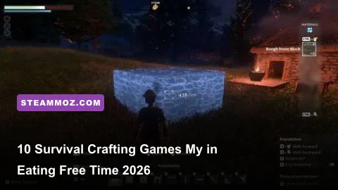 Player-built fortress in a fantasy survival crafting game