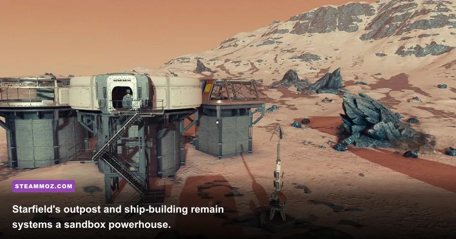 Starfield player-built outpost on an alien planet